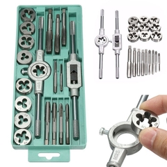 Bộ taro 20 chi tiết tạo ren trong và ren ngoài M3-M12, chất liệu hợp kim siêu cứng gồm tay quay taro