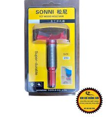 Mũi khoan khoét gỗ lỗ tròn hợp kim SONNI đường kính 42mm - 100mm, hàng ép vỉ chuôi lục giác cao cấp