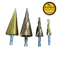 Mũi khoan tháp bước phủ thép HSS cao cấp 4-32mm khoan đa năng chuôi lục giác khoét lỗ sắt gỗ nhựa
