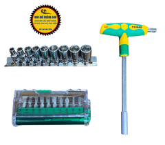 Bộ tuýp đầu khẩu cần siết chữ T đa năng FEIBAO 21 chi tiết gồm đầu vít và đầu tuýp lục giác