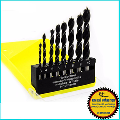 Bộ mũi khoan gỗ lỗ tròn đầu đinh định tâm khoan khoét 8 kích cỡ bằng thép tốc độ cao có hộp đựng