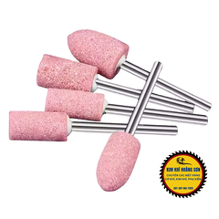 Combo 10 Mũi đá mài hồng mini size 6 - 10mm hình trụ, hình nón cán 3mm lắp máy khoan, máy mài khuôn