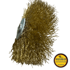 Chổi đánh rỉ sắt cước quật gỗ chất liệu thép không rỉ mạ đồng lắp máy khoan cầm tay