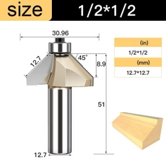 Mũi soi vát chữ V phay gỗ Alu CNC 45 độ có bi Tideway cao cấp cốt bé 6.3mm và cốt to 12.7mm sử dụng cho máy phay, máy CNC