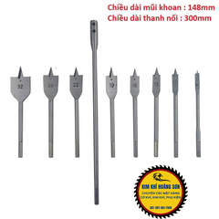 Bộ 8 mũi khoan khoét gỗ đuôi cá chuyên dụng 6-32mm, mũi khoan khoét thạch cao kèm cây nối dài
