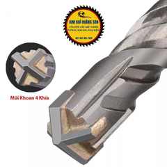 Mũi khoan bê tông tường 4 cạnh kích thước 6 - 12mm x 160mm, Mũi khoan bê tông 4 chấu phủ titanium chịu lực tốt