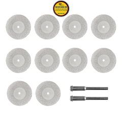 Bộ 10 Lưỡi Cắt Mini Đa Năng Đường Kính 30-60mm Kèm 2 Trục Gắn Máy - Chuyên Cắt Ngọc,Đá,Thủy Tinh,Gỗ,Nhựa,...