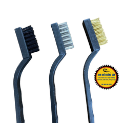Bộ 3 bàn chải sắt, cước, đồng cán nhựa chiều dài 19cm chuyên đánh rỉ sét vệ sinh động cơ, chi tiết cơ khí