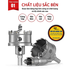 Mũi khoan khoét inox, sắt lỗ tròn cao cấp TC đường kính từ 16mm - 35mm, đầu hợp kim TCT loại xịn