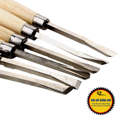 Bộ đục gỗ mini lưỡi thép hợp kim, dao điêu khắc gỗ 6 chi tiết chuôi gỗ cao cấp chống trượt