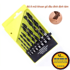 Bộ mũi khoan gỗ lỗ tròn đầu đinh định tâm khoan khoét 8 kích cỡ bằng thép tốc độ cao có hộp đựng