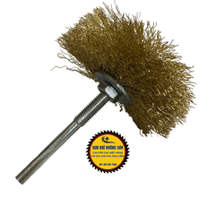 Chổi đánh rỉ sắt cước quật gỗ chất liệu thép không rỉ mạ đồng lắp máy khoan cầm tay