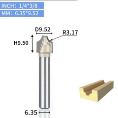 Mũi phay gỗ điêu khắc mở Đáy dao cắt CNC bo góc R cạnh phẳng soi mũi tên Tideway cốt trục 6.35mm