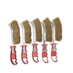 Chổi đánh rỉ sắt cán nhựa đỏ chiều dài 225mm, bàn chải đồng chà cọ rỉ sét cầm tay chắc chắn loại đẹp