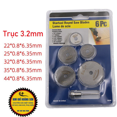 Lưỡi cắt mini bộ lưỡi cưa gỗ 6 chi tiết thép gió HSS đường kính từ 22mm - 50mm cán trục 3.2mm gắn máy khoan cầm tay
