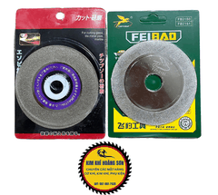 Đá cắt kính đỏ, xanh FEIBAO 100mm, Lưỡi mài kính 2 mặt phủ kim cương lỗ trục 20mm lớp cắt siêu mịn