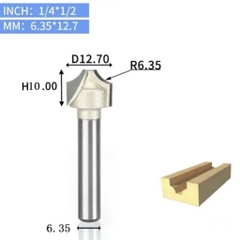 Mũi phay gỗ điêu khắc mở Đáy dao cắt CNC bo góc R cạnh phẳng soi mũi tên Tideway cốt trục 6.35mm