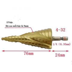 Mũi khoan tháp bước phủ titan thép HSS cao cấp hộp 3 mũi khoan tháp đa năng chuôi lục giác khoét lỗ sắt, gỗ, nhựa