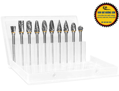 Bộ 10 mũi mài hợp kim mini điêu khắc gỗ lũa kim loại sắt nhựa chuôi 3mm độ cứng cao chịu nhiệt tốt