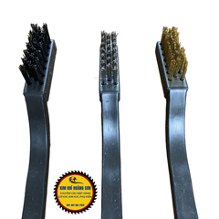 Bộ 3 bàn chải sắt, cước, đồng cán nhựa chiều dài 19cm chuyên đánh rỉ sét vệ sinh động cơ, chi tiết cơ khí