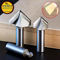 Mũi phay gỗ alu cnc vát 90 độ chữ V không bi Tideway cao cấp cốt chân bé 6.35mm