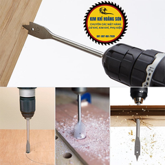 Vỉ 6 mũi khoét gỗ đuôi cá đường kính 10mm - 25mm  dài 150mm có đầu định tâm, hợp kim cao cấp siêu bền chuyên dụng cho ngành mộc