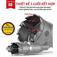 Mũi khoan khoét inox, sắt lỗ tròn cao cấp TC đường kính từ 36mm - 65mm, đầu hợp kim TCT loại xịn