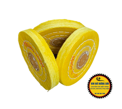 Bánh vải cotton, đĩa sợi nỉ đánh bóng bề mặt kim loại inox màu vàng đường kính 100mm độ dày 15mm