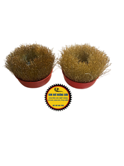 Chổi đánh rỉ sắt, chén cước có ren kích thước 3 inch lỗ trục M10x1.5 lắp máy mài cầm tay tiện dụng