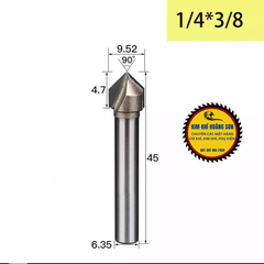 Mũi phay gỗ alu cnc vát 90 độ chữ V không bi Tideway cao cấp cốt chân bé 6.35mm