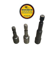 Đầu chụp bulong, Đầu bắn vít tôn 8mm dài, ngắn chuôi lục giác 6.35mm có nam châm cố định, thông dụng