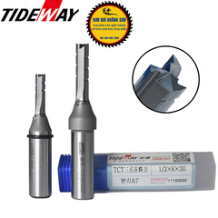 Mũi phay CNC cắt gỗ, Dao phay 3 cánh thẳng TCT Tideway cốt trục 12.7mm chất liệu hợp kim C45 cao cấp