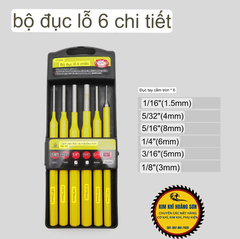 Bộ đột sắt, đục sắt lỗ tròn 6 chi tiết chất liệu thép CR-V cao cấp chuyên dụng trong ngành cơ khí