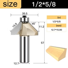 Mũi soi vát chữ V phay gỗ Alu CNC 45 độ có bi Tideway cao cấp cốt bé 6.3mm và cốt to 12.7mm sử dụng cho máy phay, máy CNC