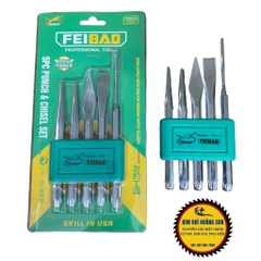 Bộ đột sắt, đục sắt FEIBAO 5 chi tiết chất liệu bằng thép CR-V60 cao cấp dùng trong ngành cơ khí