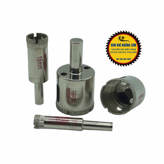 Mũi khoan kính, gạch men, khoan đá lỗ tròn đường kính từ 32mm - 120mm, đầu mũi phủ hạt kim cương sắc bén