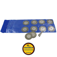 Bộ 10 Lưỡi Cắt Mini Đa Năng Đường Kính 30-60mm Kèm 2 Trục Gắn Máy - Chuyên Cắt Ngọc,Đá,Thủy Tinh,Gỗ,Nhựa,...