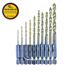 Bộ 10 Mũi Khoan Thép Hss Chuôi Lục Giác Đường Kính Từ 1.5 - 6mm Khoan Kim Loại, Sắt, Nhôm, Gỗ, Nhựa