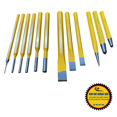 Bộ đột sắt, đục sắt 12 chi tiết chất liệu thép CR-V cao cấp chuyên dụng trong ngành cơ khí