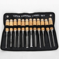 Bộ Đục Điêu Khắc Gỗ Lũa Cây Cảnh Bonsai Bằng Tay 12 Chi Tiết Lưỡi Thép Hợp Kim SK2 Cao Cấp