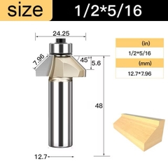 Mũi soi vát chữ V phay gỗ Alu CNC 45 độ có bi Tideway cao cấp cốt bé 6.3mm và cốt to 12.7mm sử dụng cho máy phay, máy CNC