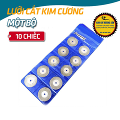 Bộ 10 Lưỡi Cắt Mini Đa Năng Đường Kính 30-60mm Kèm 2 Trục Gắn Máy - Chuyên Cắt Ngọc,Đá,Thủy Tinh,Gỗ,Nhựa,...