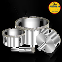 Mũi khoan kính gạch men cao cấp khoan đá cứng đường kính từ 28mm - 60mm, đầu mũi phủ kim cương dày khoan sắc bén