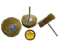 Chổi đánh rỉ sắt cước quật gỗ chất liệu thép không rỉ mạ đồng lắp máy khoan cầm tay