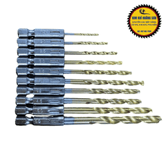 Bộ 10 Mũi Khoan Thép Hss Chuôi Lục Giác Đường Kính Từ 1.5 - 6mm Khoan Kim Loại, Sắt, Nhôm, Gỗ, Nhựa