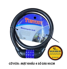 Khóa dây xe đạp mật khẩu 4 - 5 số Tonyouy khóa chống trộm xe đạp, xe máy, khóa cửa loại tốt (có thể đổi mã số)