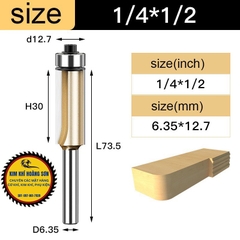 Mũi soi gỗ thẳng CNC lấy nền, Mũi phay TIDEWAY cốt 6.3mm và 12.7mm có bi sử dụng cho máy phay, máy cắt CNC