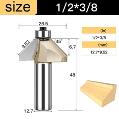Mũi soi vát chữ V phay gỗ Alu CNC 45 độ có bi Tideway cao cấp cốt bé 6.3mm và cốt to 12.7mm sử dụng cho máy phay, máy CNC