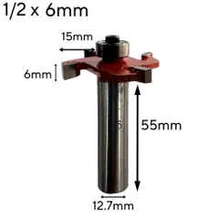 Mũi phay gỗ, Mũi soi cuốc 4 cánh có bi cao cấp chân to 12.7mm, hợp kim siêu bền, chịu nhiệt tốt