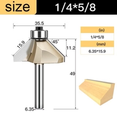 Mũi soi vát chữ V phay gỗ Alu CNC 45 độ có bi Tideway cao cấp cốt bé 6.3mm và cốt to 12.7mm sử dụng cho máy phay, máy CNC